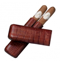 Davidoff Brown 'croco' Leather Two Finger Corona Case 