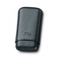 Zino Black Leather Three Finger Robusto Cigar Cases