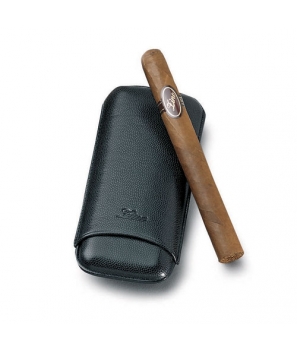 Zino Black Leather Three Finger Corona Cigar Cases